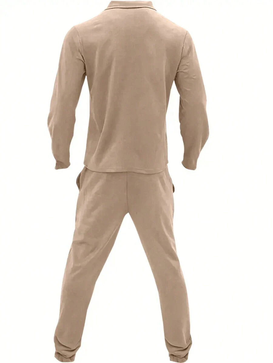 Men's Street Trendy Tracksuit Set Autumn Winter Personality Jacket & Pants Two Piece Set