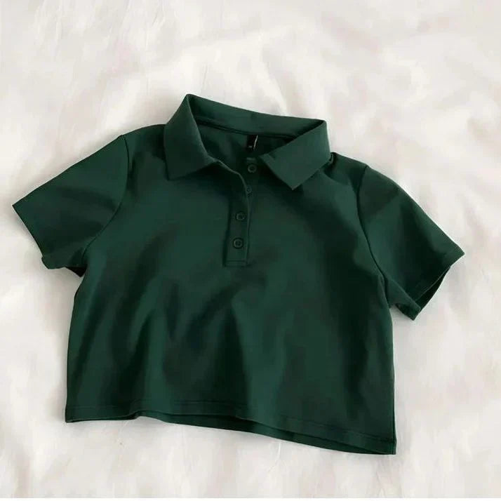 Women's Stylish Polo Crop T-Shirt