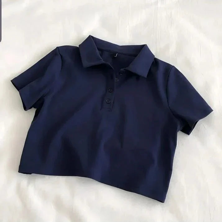 Women's Stylish Polo Crop T-Shirt