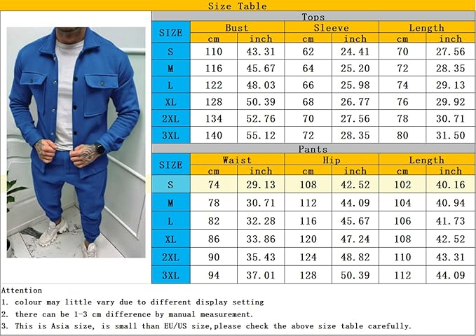Men's Street Trendy Tracksuit Set Autumn Winter Personality Jacket & Pants Two Piece Set