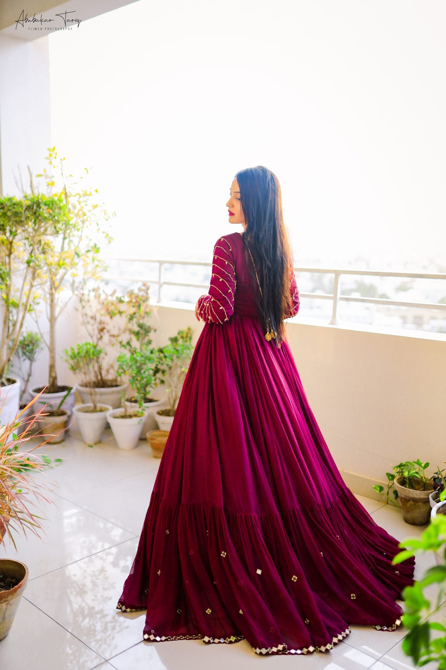 EMBELLISHED LONG FLAIR MAXI WITH TROUSER