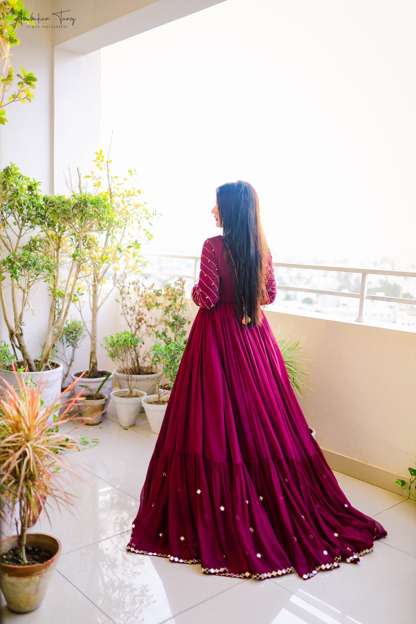 EMBELLISHED LONG FLAIR MAXI WITH TROUSER