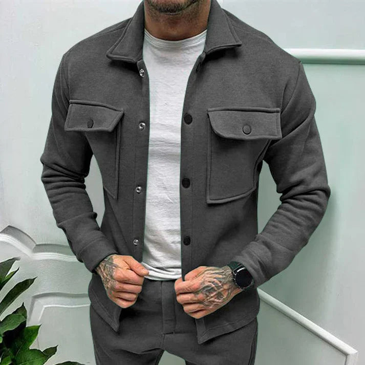 Men's Street Trendy Tracksuit Set Autumn Winter Personality Jacket & Pants Two Piece Set