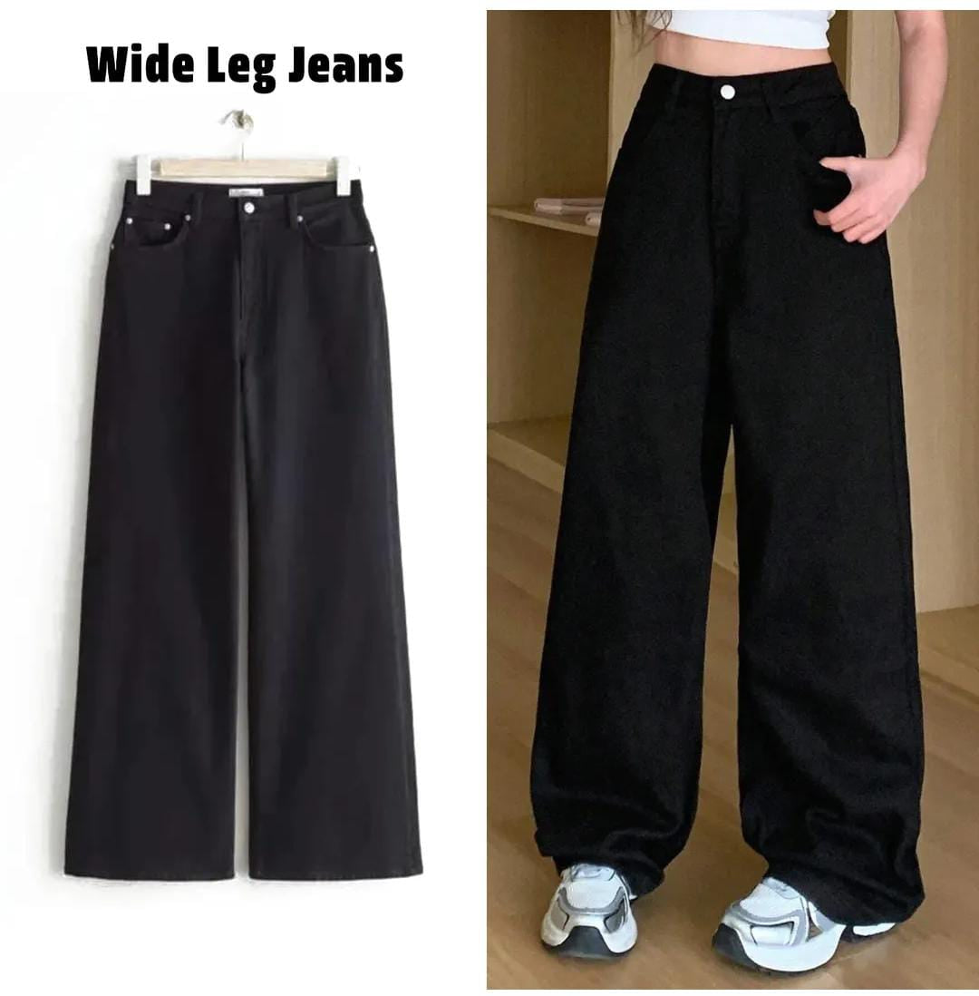 BLACK WIDE LEG JEANS