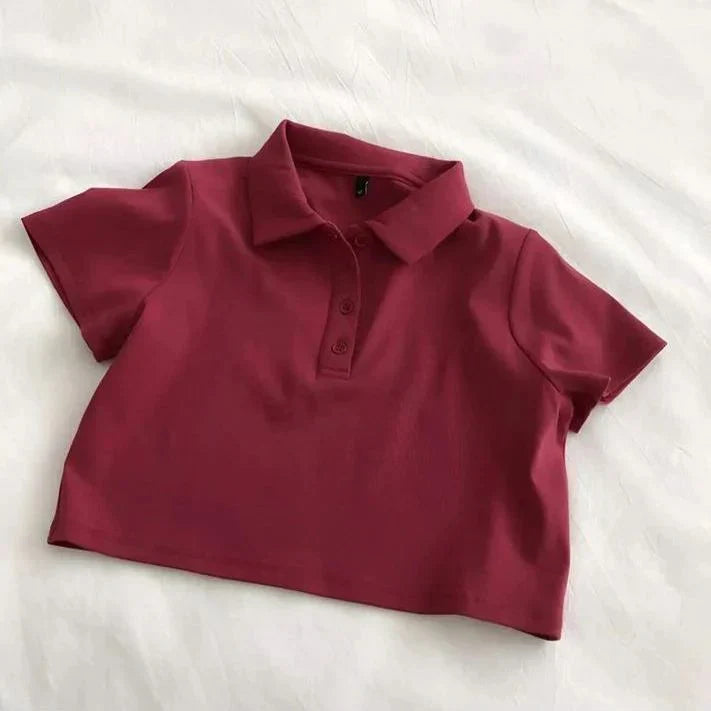 Women's Stylish Polo Crop T-Shirt
