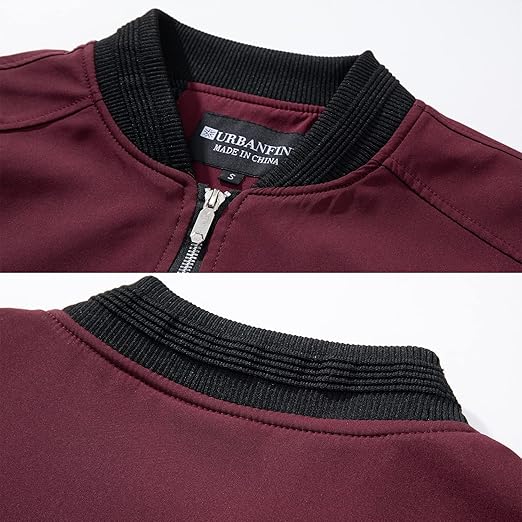Men's Fashion Bomber Jacket Casual Full Zip Up Spring Fall Windbreaker Outdoor Stand Collar Golf Windproof Coat