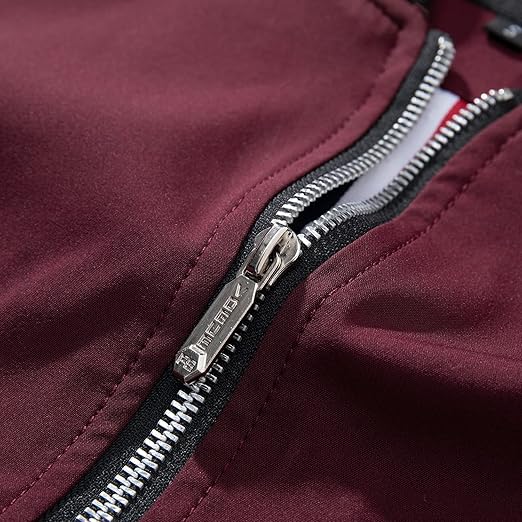 Men's Fashion Bomber Jacket Casual Full Zip Up Spring Fall Windbreaker Outdoor Stand Collar Golf Windproof Coat