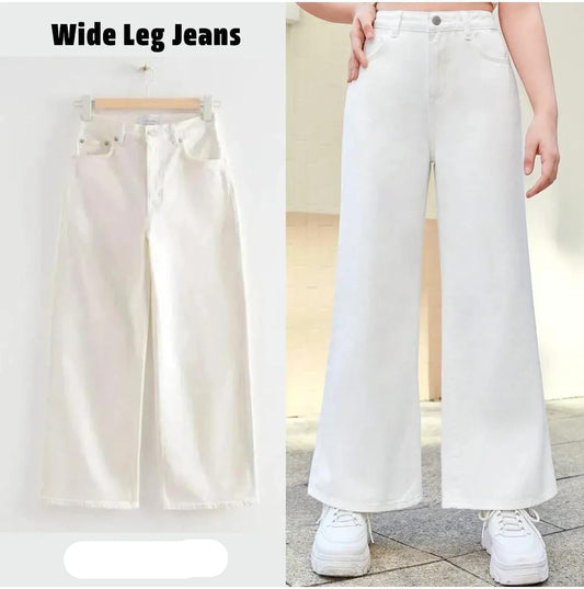 WHITE WIDE LEG JEANS