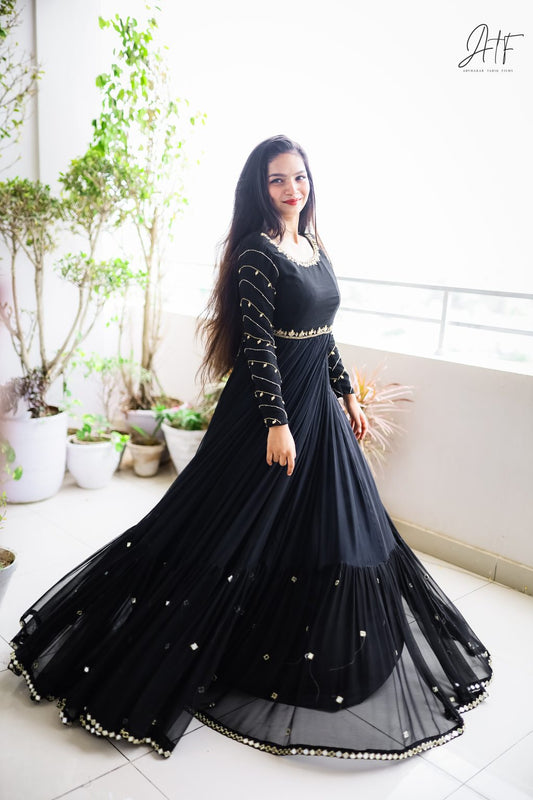 EMBELLISHED LONG FLAIR MAXI WITH TROUSER