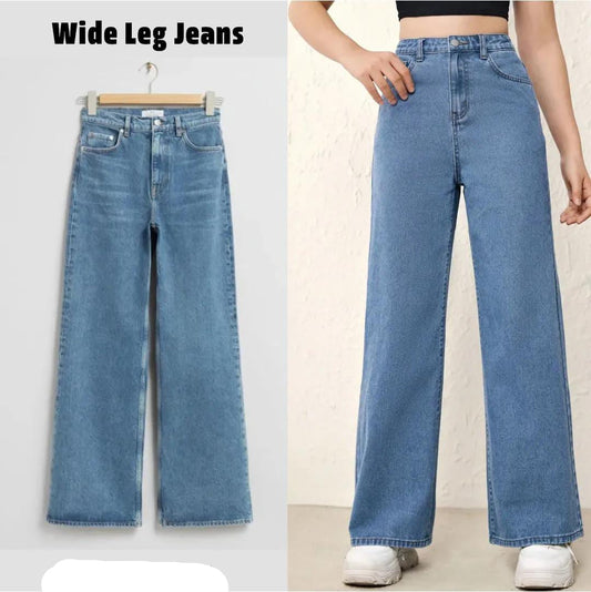 MID BLUE WIDE LEG JEANS